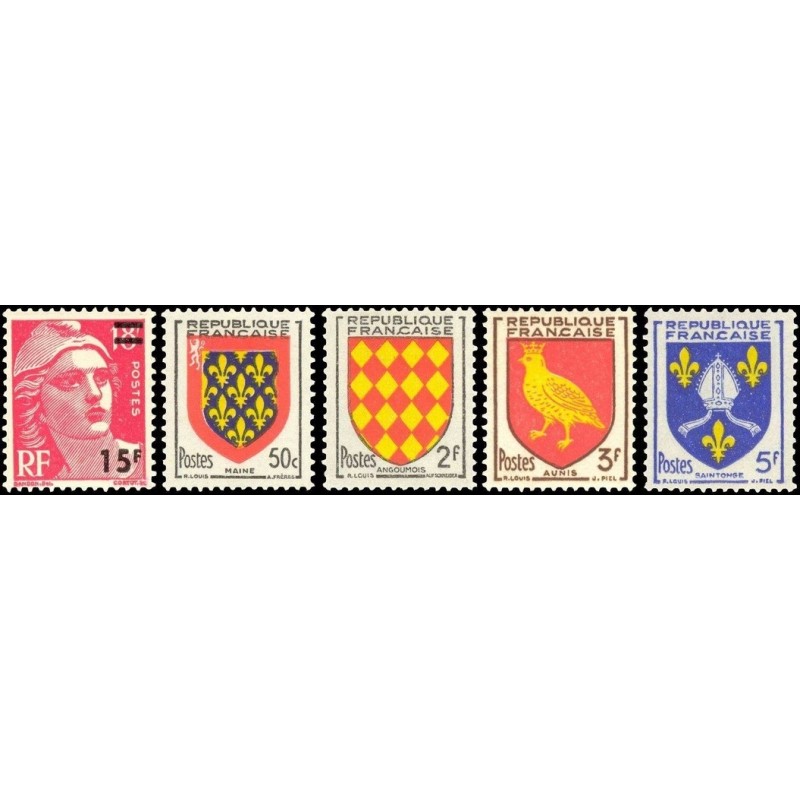 N°968-1005 - 5 TIMBRES DE FRANCE NEUF ** DE LUXE.