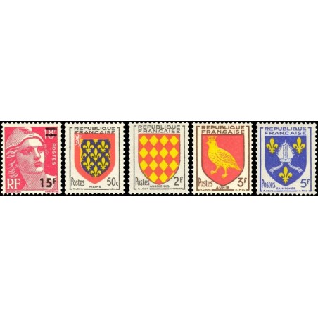 N°968-1005 - 5 TIMBRES DE FRANCE NEUF ** DE LUXE.