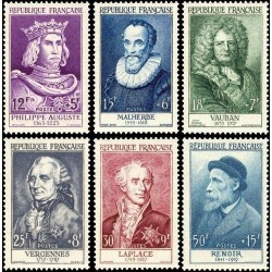 N°1027-1032 - 6 TIMBRES DE FRANCE NEUF ** DE LUXE. (côte 160.00€)