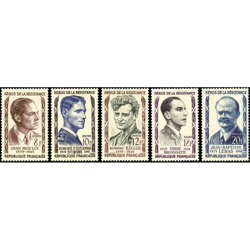 N°1100-1104 - 5 TIMBRES DE FRANCE NEUF ** DE LUXE.
