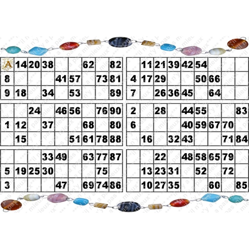 Plaque de 6 cartons de loto plastifié pliable neuf (A3)idéal pour les malvoyants.