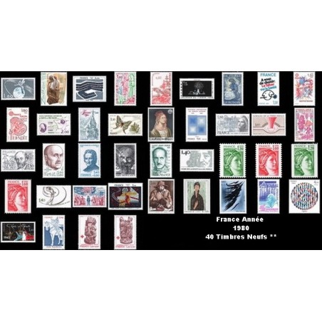 ANNEE 1980 40 TIMBRES DE FRANCE NEUF ** DE LUXE.