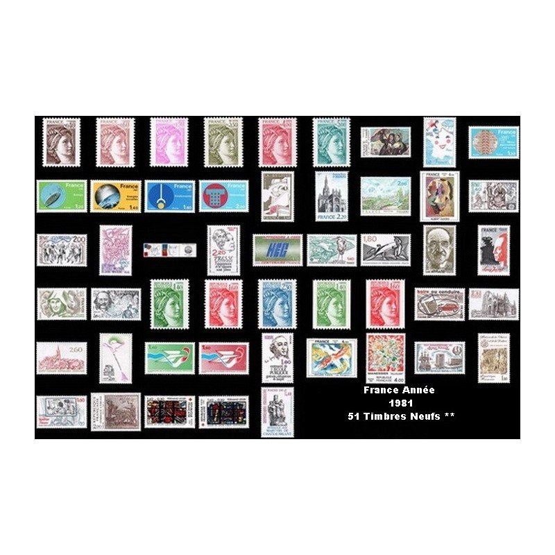 ANNEE 1981 51 TIMBRES DE FRANCE NEUF ** DE LUXE.