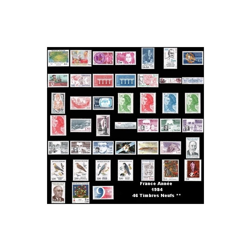 ANNEE 1984 46 TIMBRES DE FRANCE NEUF ** DE LUXE.