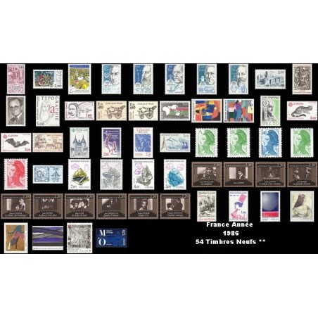 ANNEE 1986 54 TIMBRES DE FRANCE NEUF ** DE LUXE.