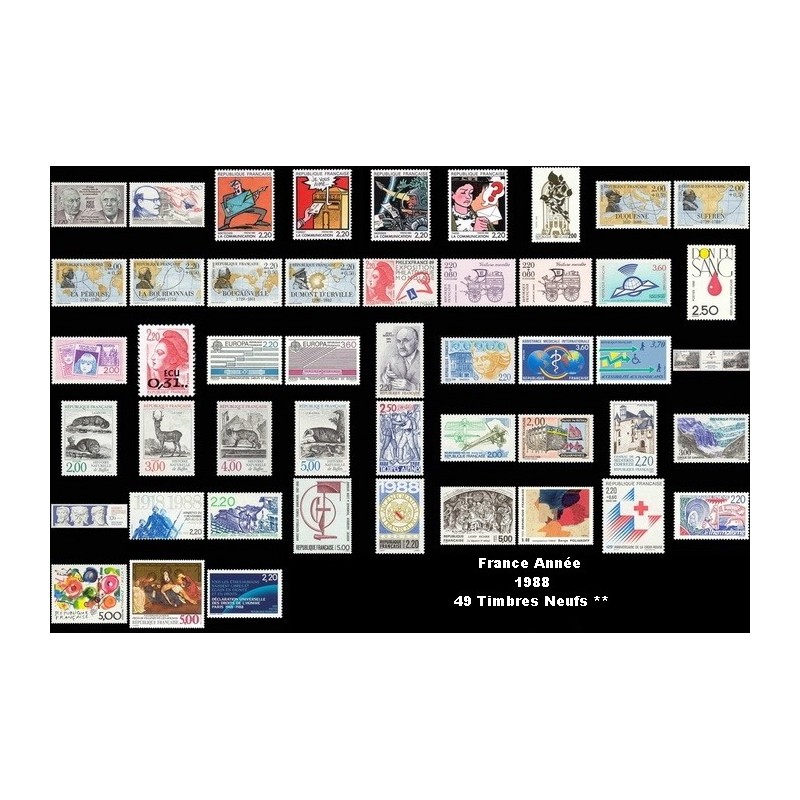 ANNEE 1988 49 TIMBRES DE FRANCE NEUF ** DE LUXE.