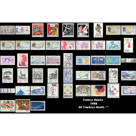 ANNEE 1988 49 TIMBRES DE FRANCE NEUF ** DE LUXE.