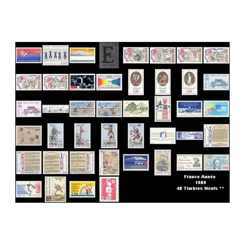 ANNEE 1989 48 TIMBRES DE FRANCE NEUF ** DE LUXE.