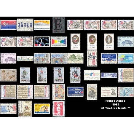 ANNEE 1989 48 TIMBRES DE FRANCE NEUF ** DE LUXE.