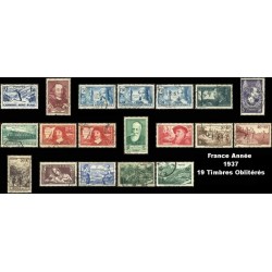 Année 1937 - 19 Timbres de France oblitéré.