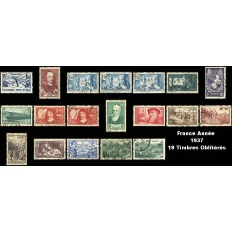 Année 1937 - 19 Timbres de France oblitéré.