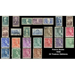 Année 1938 - 25 Timbres de France oblitéré.