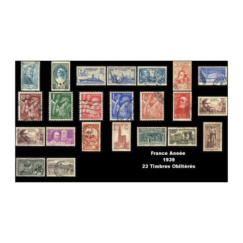 Année 1939 - 23 Timbres de France oblitéré.
