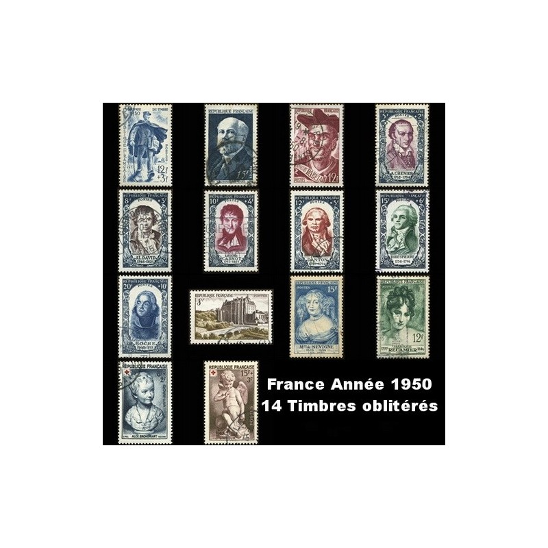Année 1950 - 14 Timbres de France oblitéré.