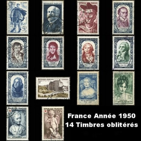 Année 1950 - 14 Timbres de France oblitéré.