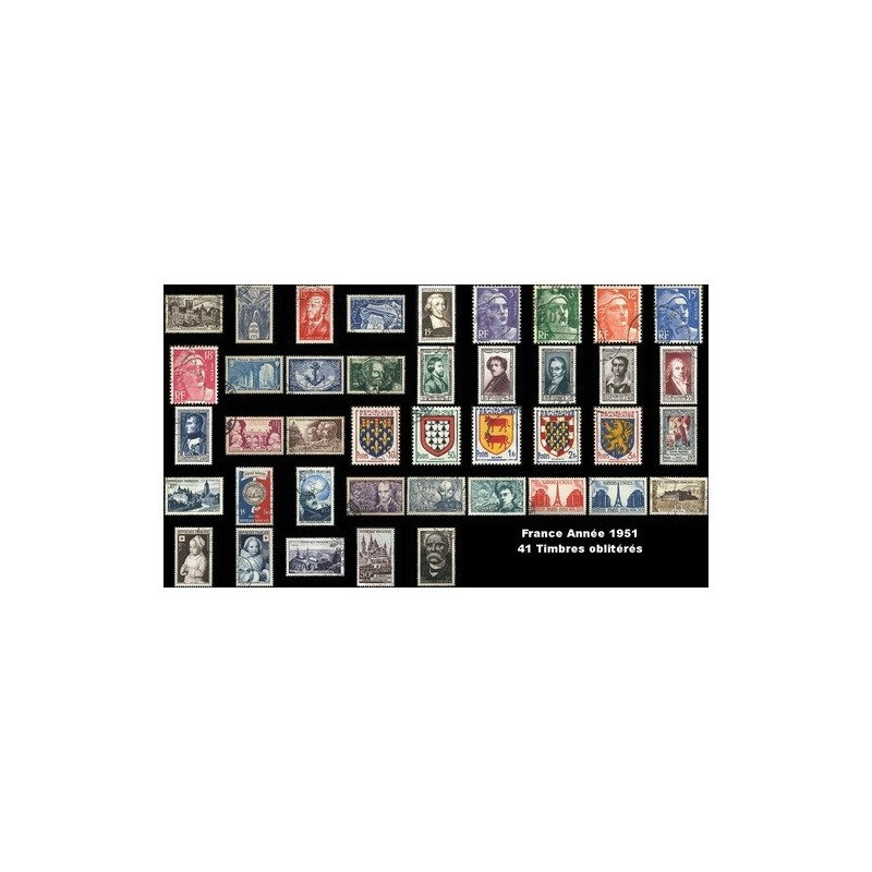 Année 1951 - 41 Timbres de France oblitéré.