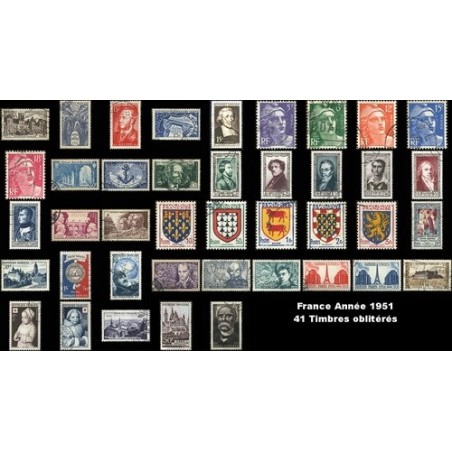 Année 1951 - 41 Timbres de France oblitéré.