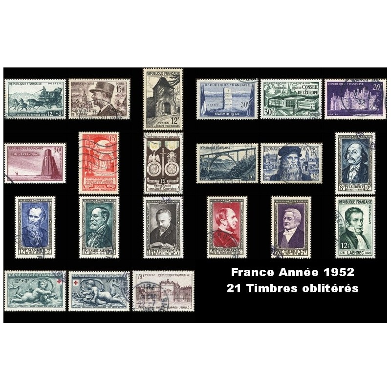 Année 1952 - 21 Timbres de France oblitéré.