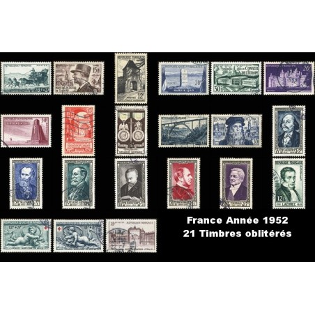 Année 1952 - 21 Timbres de France oblitéré.