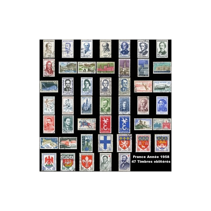 Année 1958 - 47 Timbres de France oblitéré.