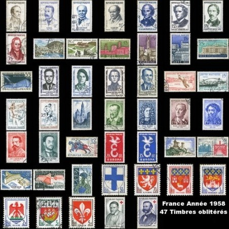Année 1958 - 47 Timbres de France oblitéré.