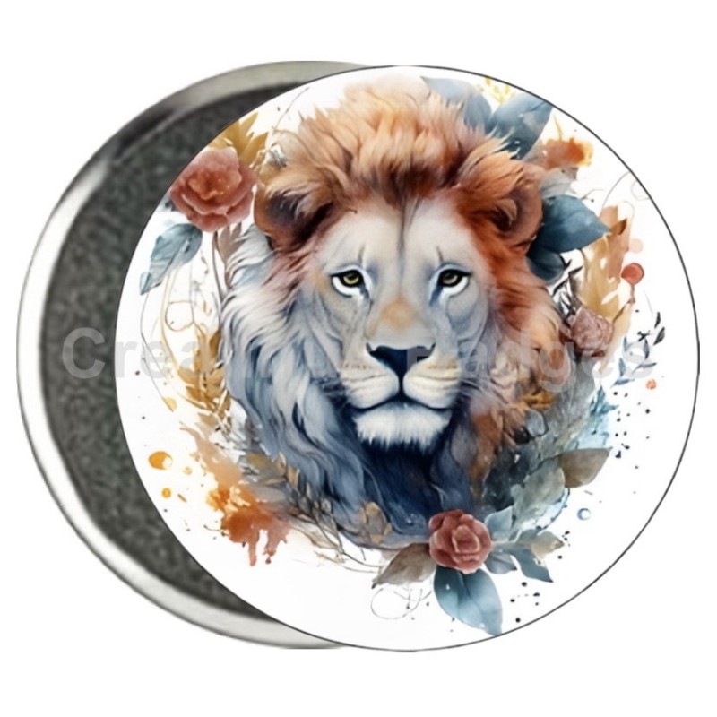 Badge Zodiaque Métal magnétique de 58 m/m avec Motif (LION)