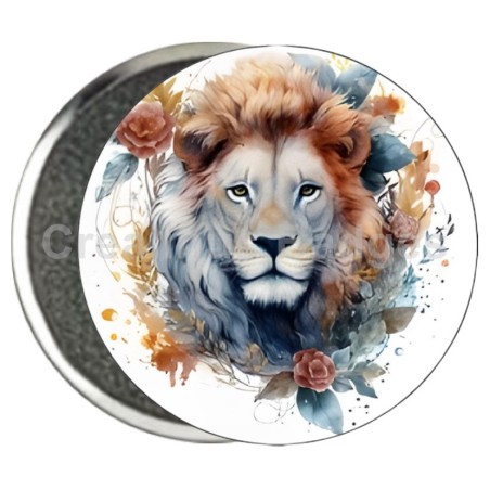Badge Zodiaque Métal magnétique de 58 m/m avec Motif (LION)