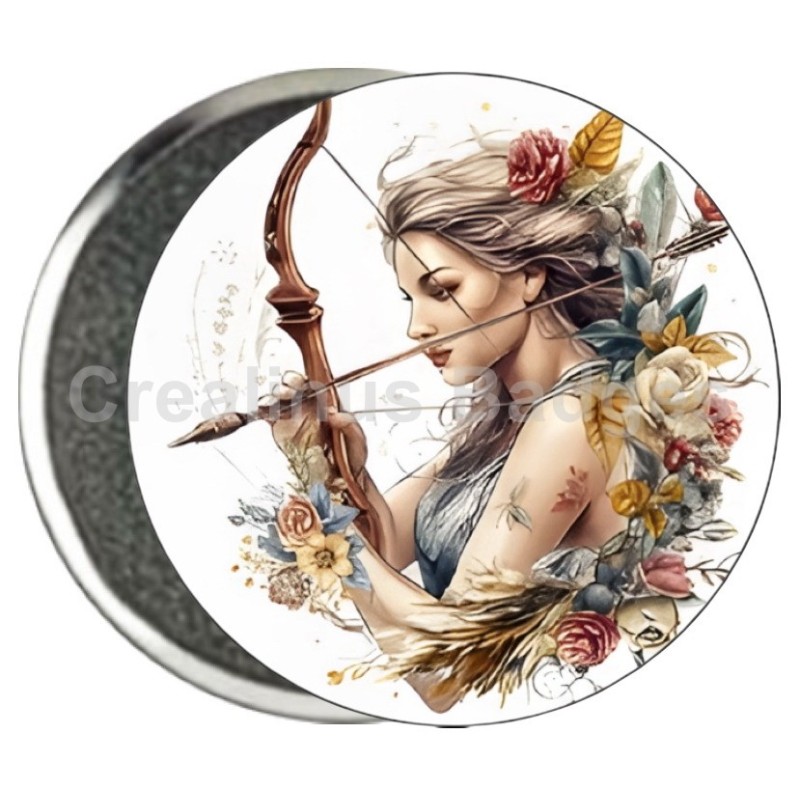 Badge Zodiaque Métal magnétique de 58 m/m avec Motif (SAGITTAIRE)