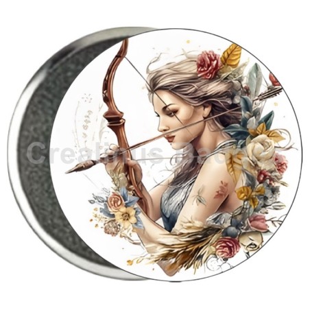 Badge Zodiaque Métal magnétique de 58 m/m avec Motif (SAGITTAIRE)