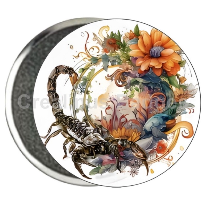 Badge Zodiaque Métal magnétique de 58 m/m avec Motif (SCORPION)