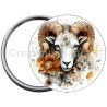 Badge Métal Miroir de 58 m/m avec Motif. (BELIER).