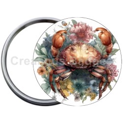 Badge Métal Miroir de 58 m/m avec Motif. (CANCER).