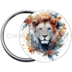 Badge Métal Miroir de 58 m/m avec Motif. (LION).