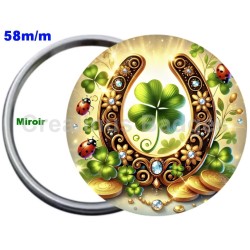 Badge Métal Miroir de 58 m/m avec Motif. (DIVERS).