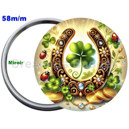 Badge Métal Miroir de 58 m/m avec Motif. (DIVERS).