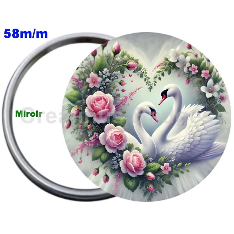 Badge Métal Miroir de 58 m/m avec Motif. (DIVERS).