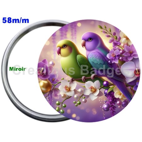 Badge Métal Miroir de 58 m/m avec Motif. (DIVERS).