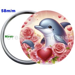 Badge Métal Miroir de 58 m/m avec Motif. (DIVERS).