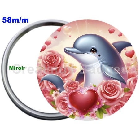 Badge Métal Miroir de 58 m/m avec Motif. (DIVERS).