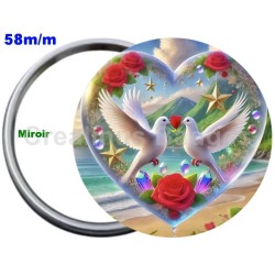Badge Métal Miroir de 58 m/m avec Motif. (DIVERS).