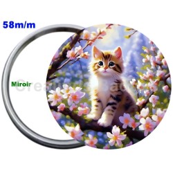 Badge Métal Miroir de 58 m/m avec Motif. (DIVERS).