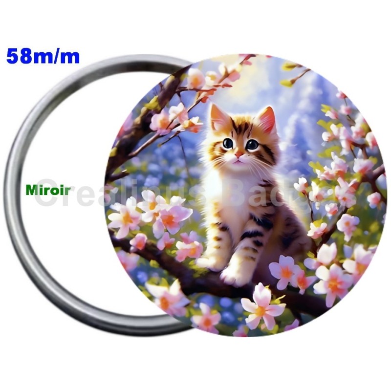 Badge Métal Miroir de 58 m/m avec Motif. (DIVERS).