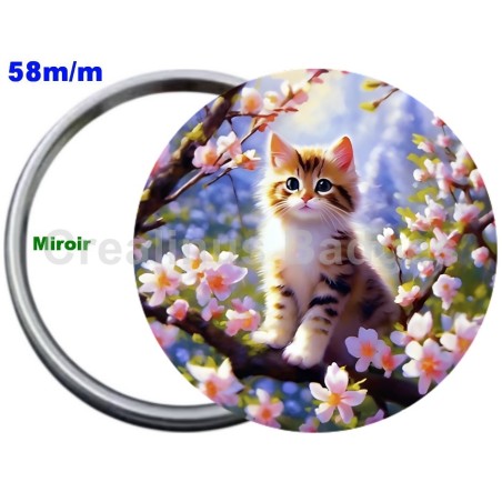 Badge Métal Miroir de 58 m/m avec Motif. (DIVERS).