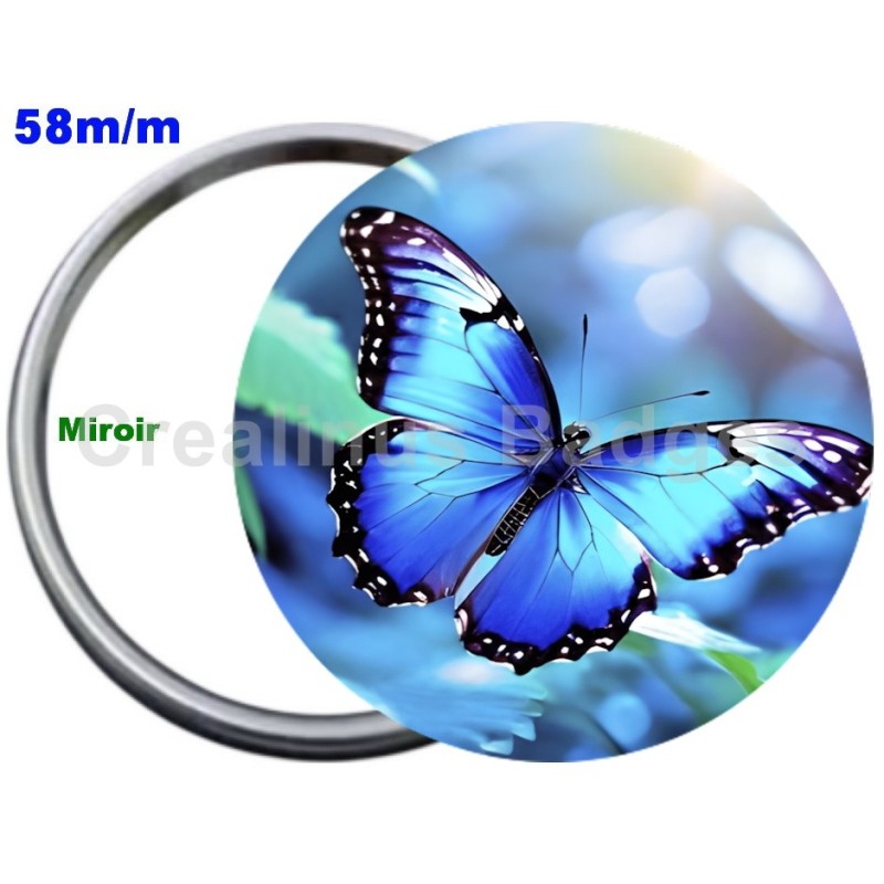 Badge Métal Miroir de 58 m/m avec Motif. (DIVERS).