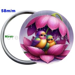 Badge Métal Miroir de 58 m/m avec Motif. (DIVERS).
