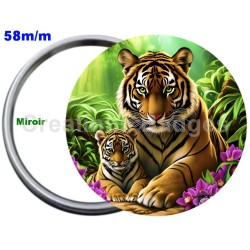 Badge Métal Miroir de 58 m/m avec Motif. (DIVERS).