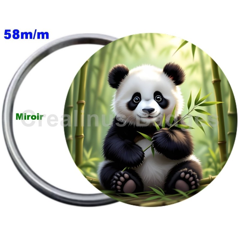Badge Métal Miroir de 58 m/m avec Motif. (DIVERS).