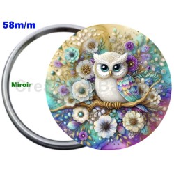 Badge Métal Miroir de 58 m/m avec Motif. (DIVERS).