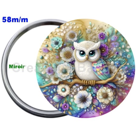 Badge Métal Miroir de 58 m/m avec Motif. (DIVERS).