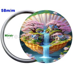 Badge Métal Miroir de 58 m/m avec Motif. (DIVERS).